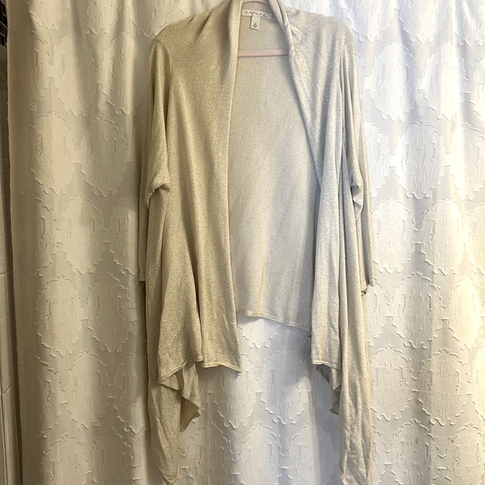 Emaline woman's sweater open front 2X light tan gold